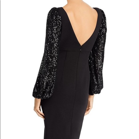 Eliza J Sequin Balloon-Sleeve Sheath Dress Black size 4 New!! - Picture 2 of 12